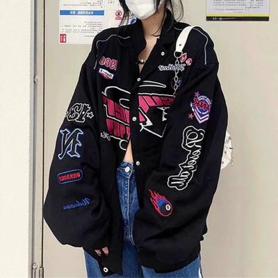 Chaqueta de Béisbol Oversize Unisex con Letras Bordadas Ropa Casual Urbana Estilo Bomber Abrigo Ropa de Invierno para Exteriores