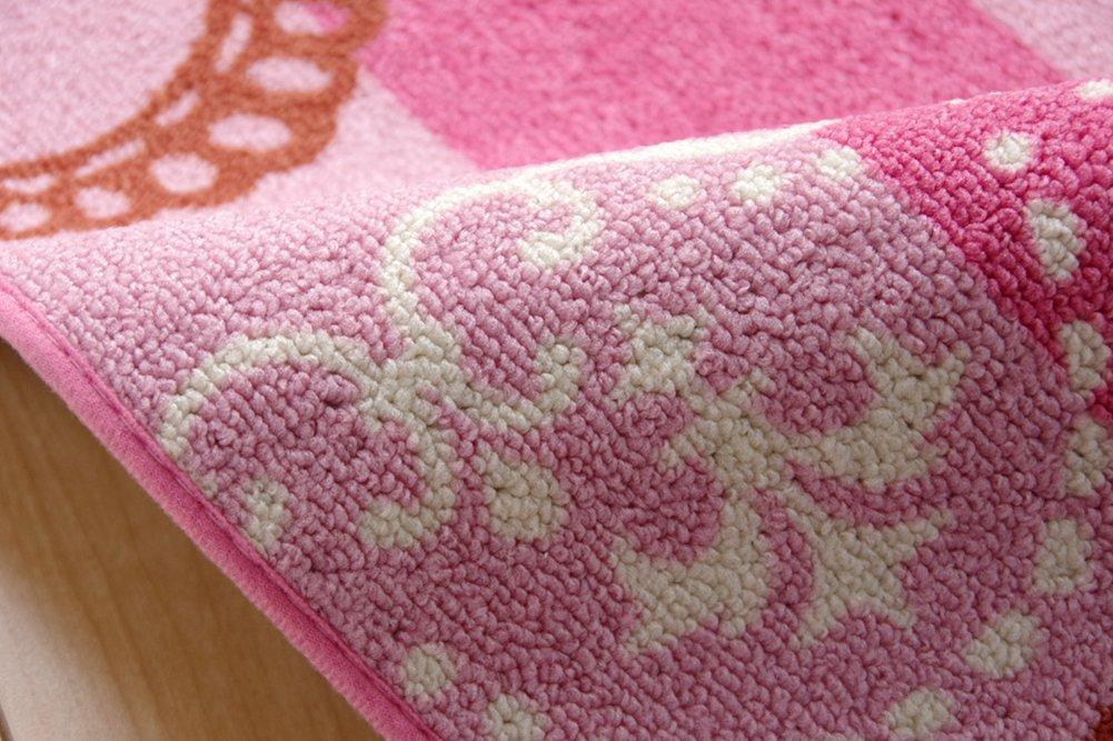 IKEHIKO Desk Carpet, Girl's Eiffel Pattern, Rectangular, "Jeanne Two," Pink, Approx. 133 X 170 Cm #4720739