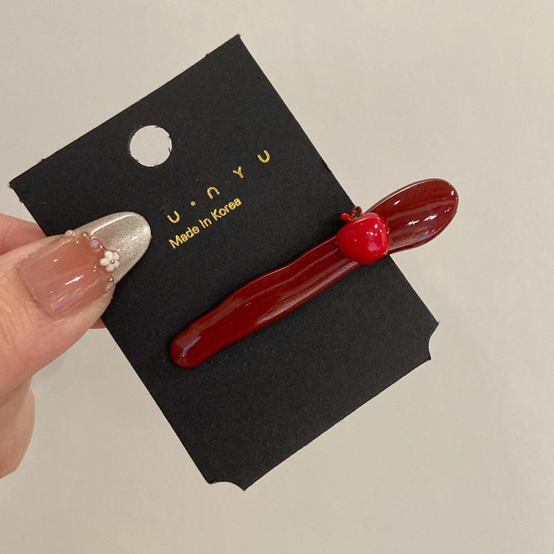 

6Pc Women Simple Side Bangs Small Duckbill Clip High Quality Trendy Children Performance Accessories Korean Red Apple Hair Clips