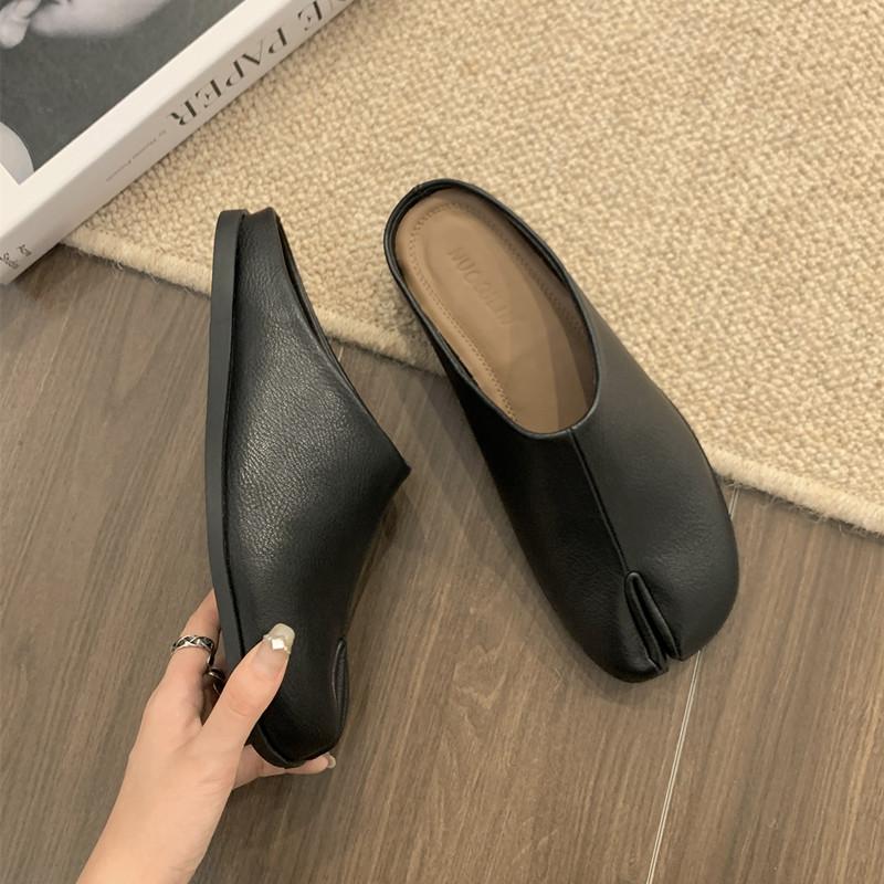 Fashion Bailamos Women Tabi Ninja Slip On Flats Split Toe Slippers Round Toe Shallow Lazy Slip On Boat  Mules Shoes Soft Loafers Mujer
