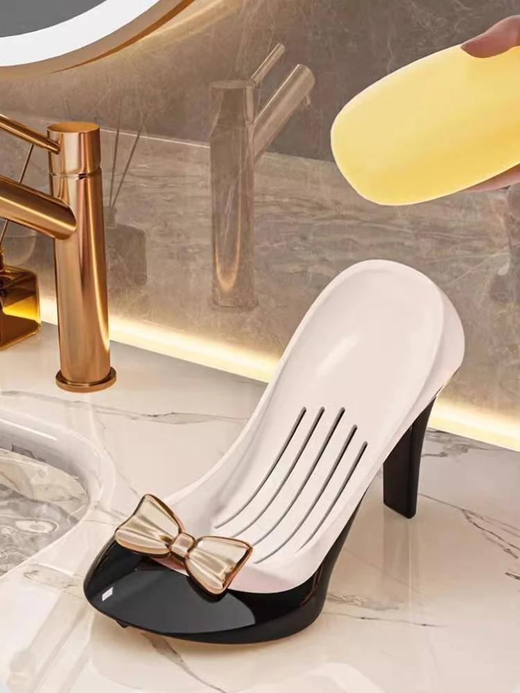 High Heels Soap Box Creative Home Bathroom Toiletries Desktop Soap Box Light Luxury Suction Cup Drain Storage Shelf Decoration