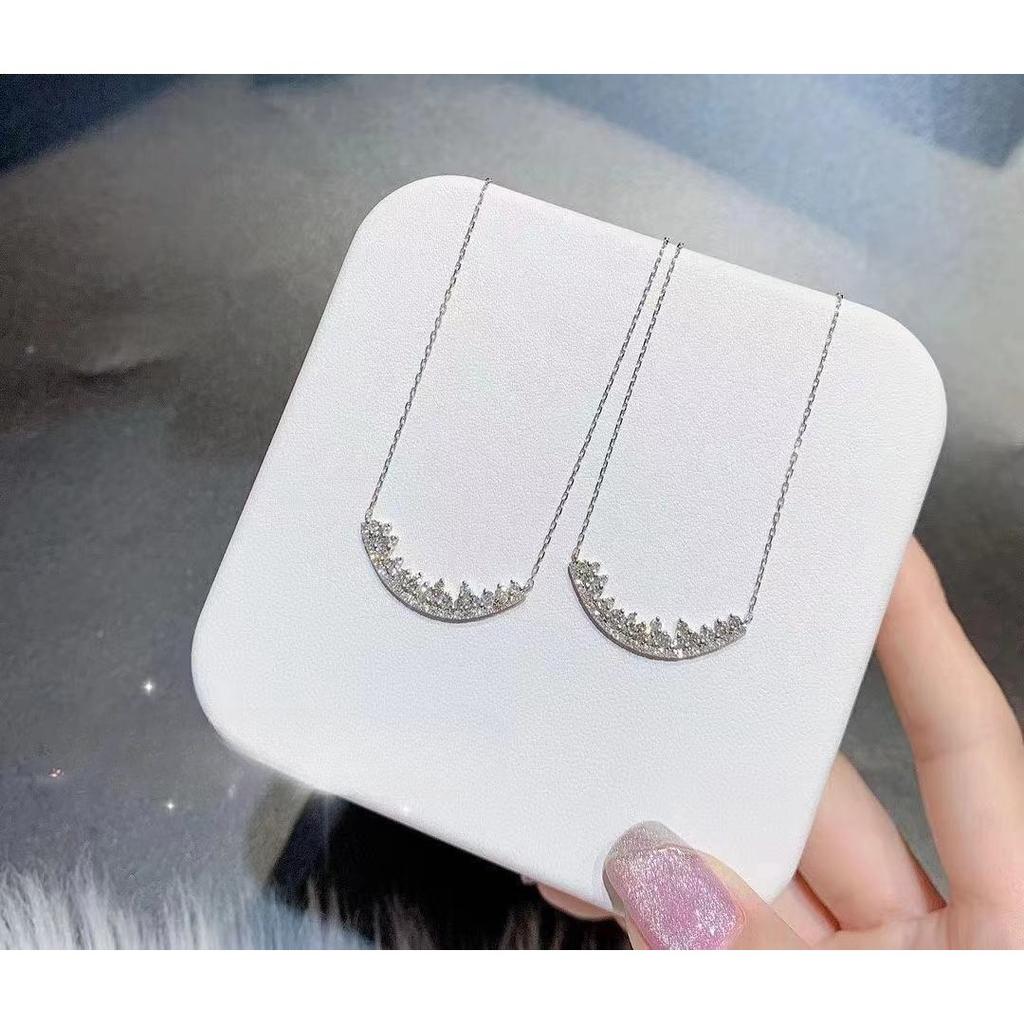 Small V Toothed Edge Diamond Necklace for Women Simple and Light Luxury Ins Trendy Silver White Necklace Design and Adjustable Women
