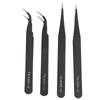 4 Stück Präzise Pinzetten Edelstahl Schräge Spitze Pinzetten Gerade Zangen Gebogene Zangen Nähwerkzeuge