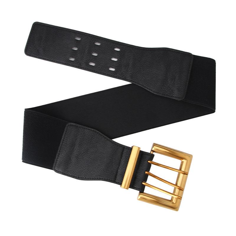 Fashion Wide Elastic Belt For Women With Metal Buckle For Dress And Coat Styling