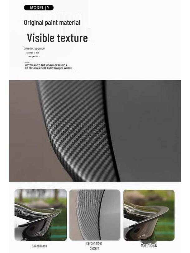 Tesla Model Y/3 Carbon Fiber Rear Wing: Enhances Performance, Reduces Wind Resistance, No Drilling Required.
