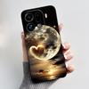 Phone Case For LG Q61/K61 Soft Silicone Black Case Ins Style Popular Pattern Moonlight Love Tree LMQ630N LMQ630 Casing