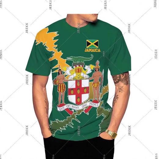 Fashion Women's T-Shirt Jamaica Lion Logo T-Shirt Men's Women's Graffiti Art Flag Short Sleeve Pride T-Shirt Fashion Summer New Street