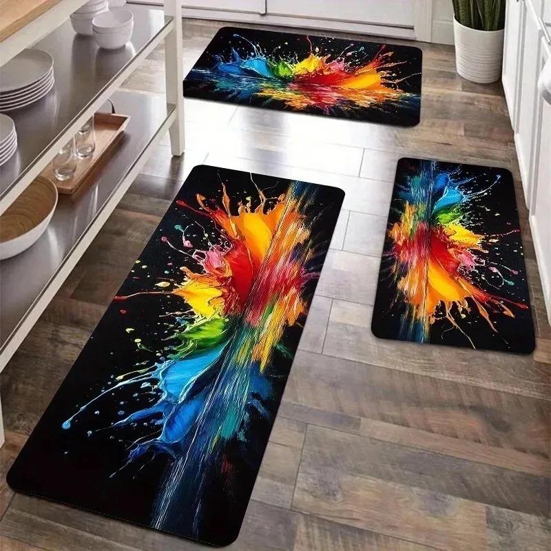 1PC Flag Pattern Kitchen Rugs Non-Slip Home Door Mats Pop Design Bathroom Rugs Bath Mat Carpet for Home Sink Laundry Decor
