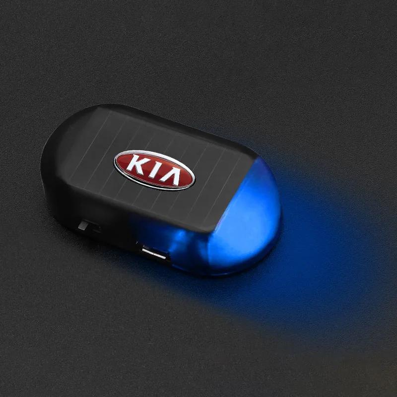 2026 Hot Car Sticker Car Mini LED Solar Powered Security Light Caution Lamp Auto Accessories For KIA Sportage Rio 3 Soul Optima