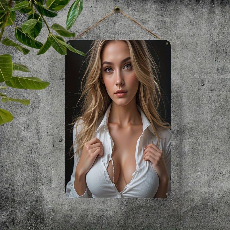 Christmas Pin-Up Girls Metal Sign, Office Gift Wall Decor 20x30cm