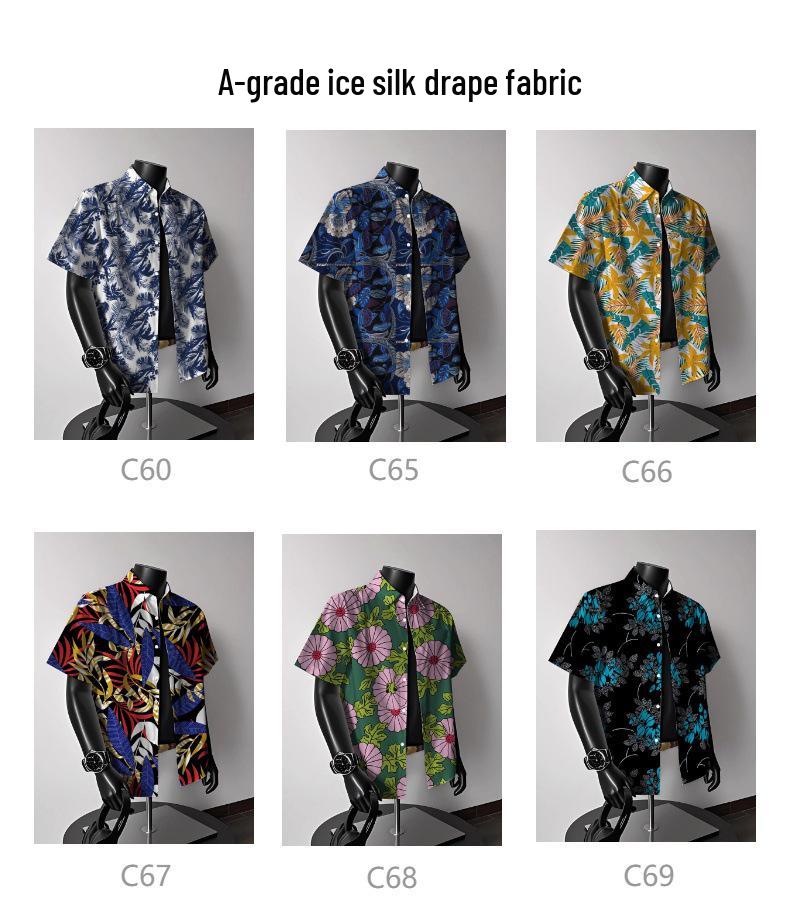 Men's Vintage Hong Kong-Style Hawaiian Floral Short-Sleeve Shirt: Trendy Summer Beachwear for Couples