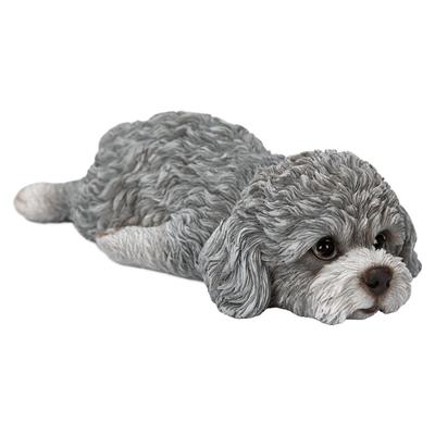 Ubia Prone Toy Poodle, Gray, 19 X 10 X 5 Cm, Doll Figurine, Animal Ornament, Garden Decoration, Realistic, Cute Dog, H24125-2