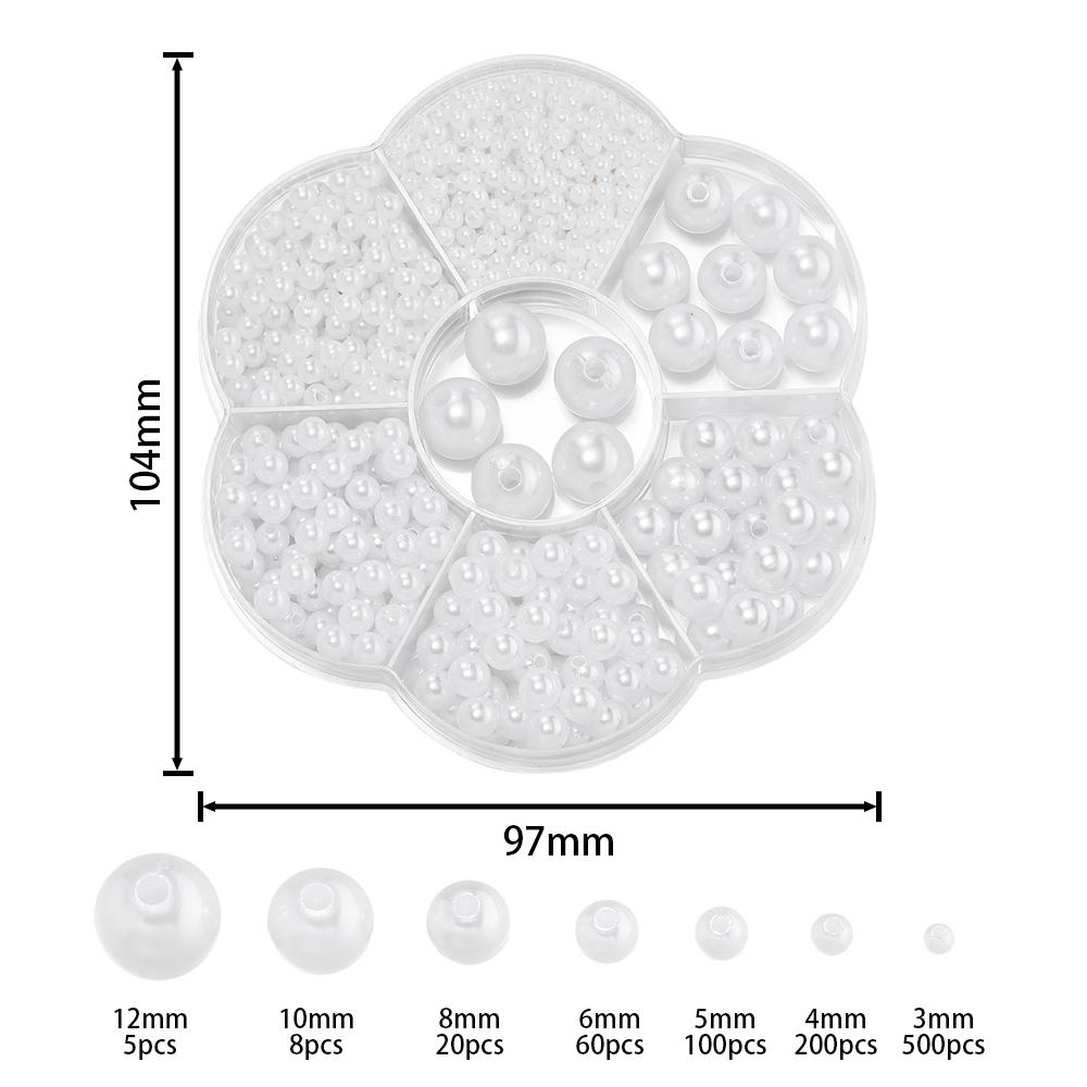 893pcs/Box ABS Imitation Pearl Beads White Round Spacer Bead Kit for Bracelet Necklace Earrings DIY Jewelry Making Accessories