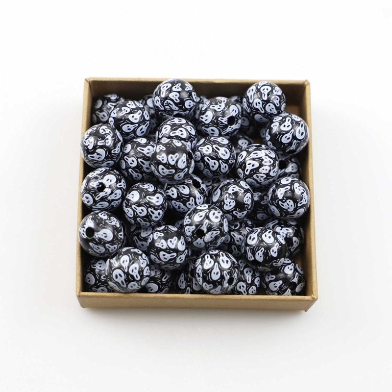 10 Pcs Craft Wood Beads Halloween Beads Polished Round Beads for Jewelry Making