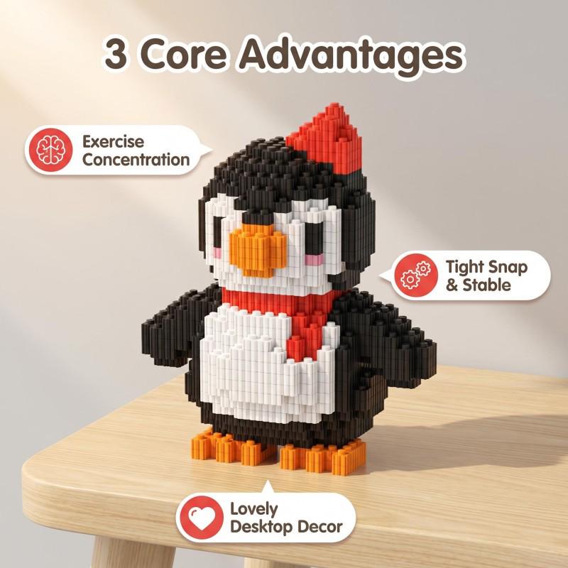 Red Penguin Building Blocks: Educational Toy for Cross-Border Animal Series Puzzles