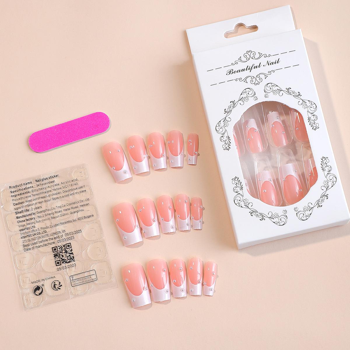 

Европейский и американский минималистичный носимый жемчуг французские накладные ногти - съемные кончики для маникюра