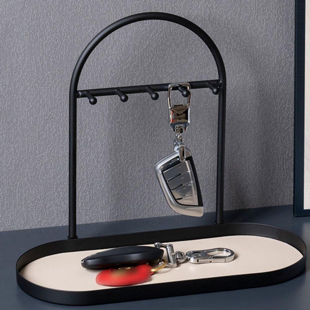 Wrought Iron PU Key Storage Rack Removable Decorative Jewelry Shelf Durable Rust-proof Jewelry Display Stand Bedroom