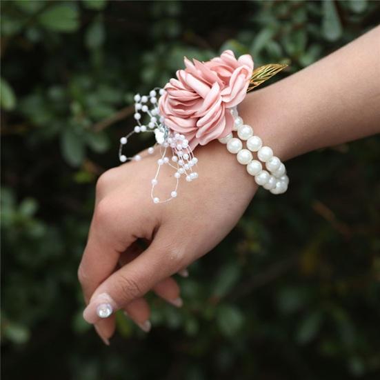 Yousheng Rose Wrist Corsage Boutonniere Fine Workmanship Rhinestone Corsage Elegant Wedding Flower Accessories