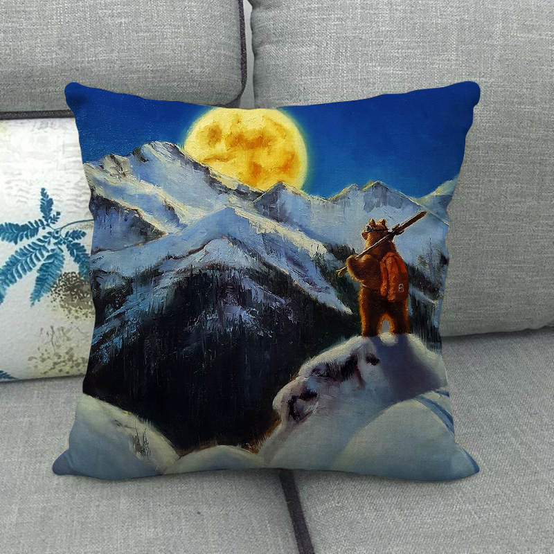 Oil Painting Of Animals - Pigs And Sheep Digital Printing Short Plush Pillow Covers For Car Sofa Office Cushion Cover Home Goods