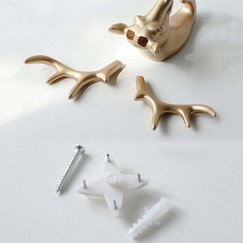 Wall Hanging Hook Vintage Deer Head Animal For Hanging Clothes Hat Scarf Key Deer Horns Hanger Rack Wall Decoration