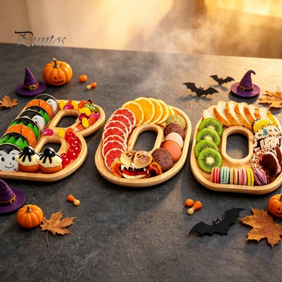 Themed Party Appetizer Board 3Pcs Halloween BOO Letters Fruit Tray, Large Fillable Candy Server, Snacks Creative Food Presentation Cookies Platter,