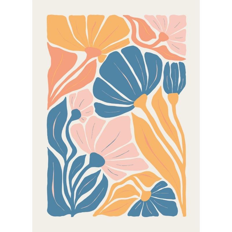 

Flower Poster Canvas Painting Abstract Art Flower Market Print Nordic Style Wall Art Picture for Living Room Home Decoration 21cm×30cm NoFrame