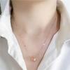Rose Golden Simple Hollow Copper Coin Shaped Bead Pendant Classic Geometric Necklace for Women and Clavicle Chain Zircon