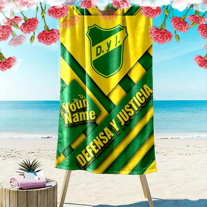 Name Custom Defensa y Justicia Print Beach Towel, Large Soft Quick Dry Towel for Beach Camping Swimming