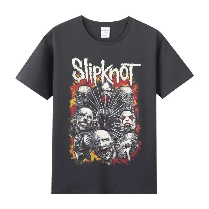 Vintage Slipknots Prepare for Hell Tour Black Women T-shirt Heavy Metal Rock Band Men Women Hip Hop Aesthetic Graphic Tshirt Y2k