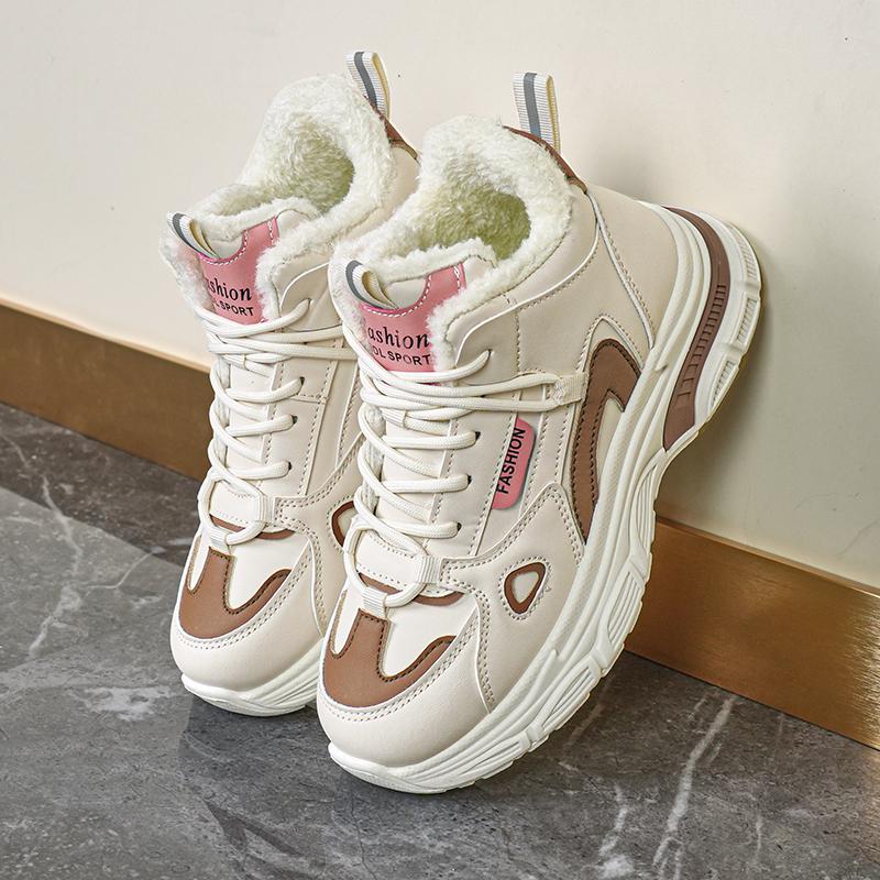 36-43 Women's Plus Size Fashionable Plus Velvet Warm Casual High Top Cotton Shoes Snow Boots Sports Women's Cotton Shoes