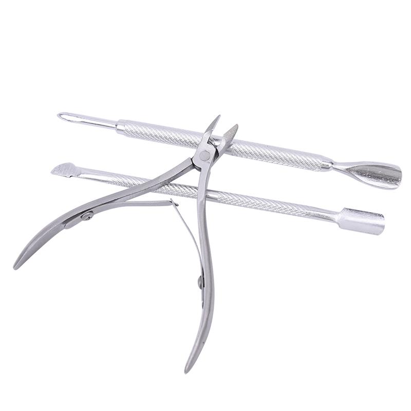 3Pcs/lot Nail Cuticle Nipper Scissors Trimmer Clipper Dead Skin Fork Remover Plier Pusher Stainless Steel Nail Art Beauty Tools