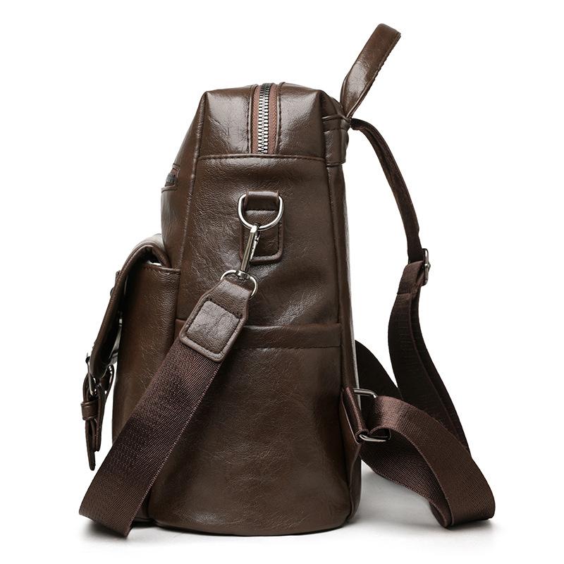 Schoolbag retro women's backpack new pu soft leather dual-purpose travel shoulder bag large capacity business commuter backpack