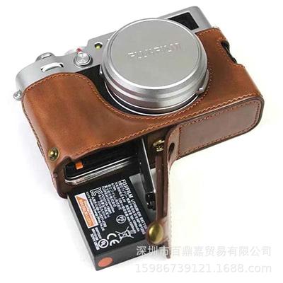 Meia Capa de Couro para Câmera Fuji X100V - Bolsa Protetora para Mirrorless
