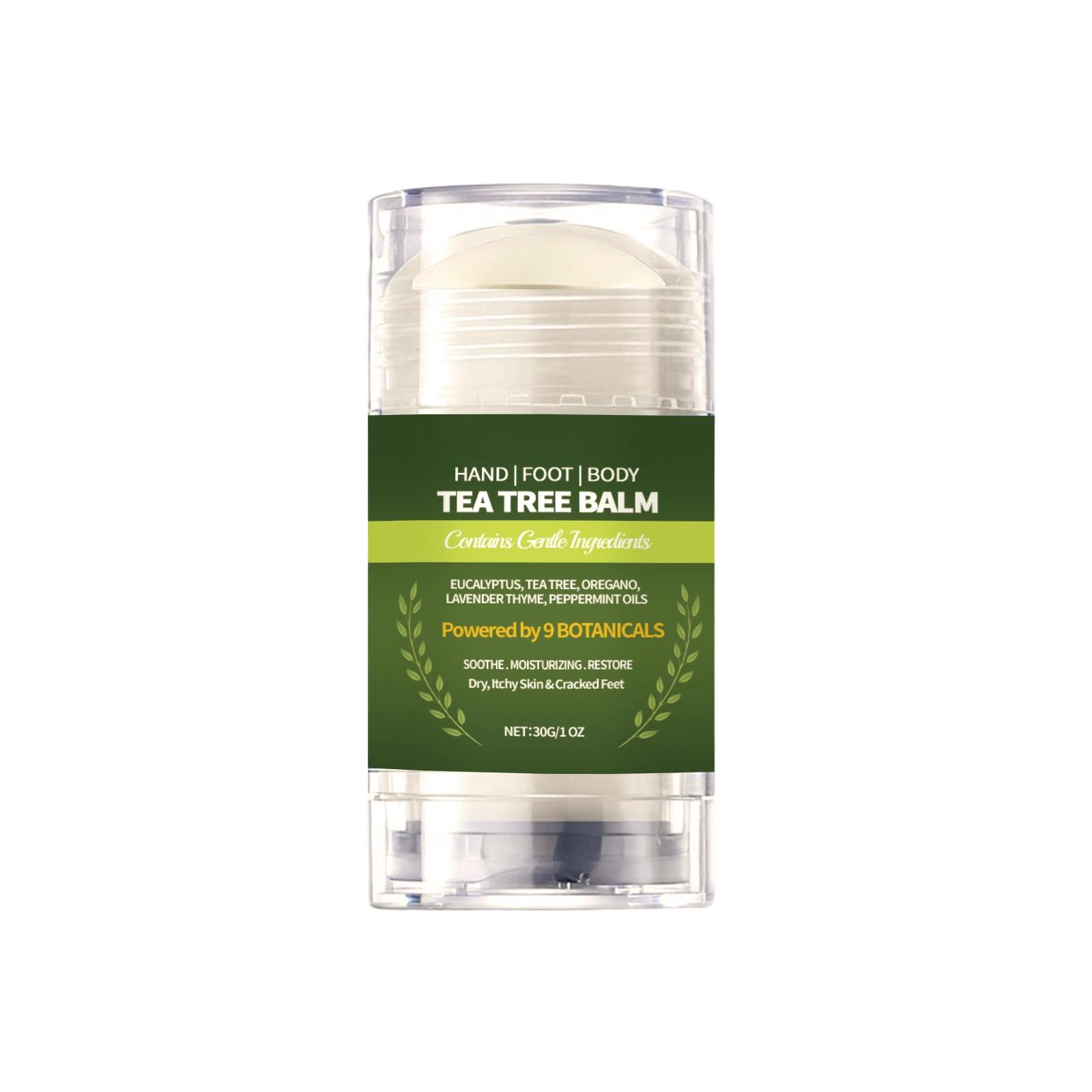 

Tea tree skin care balm. Mild, moisturizing and caring body skin. Elastic, soft, refreshing and non-sticky skin care balm.