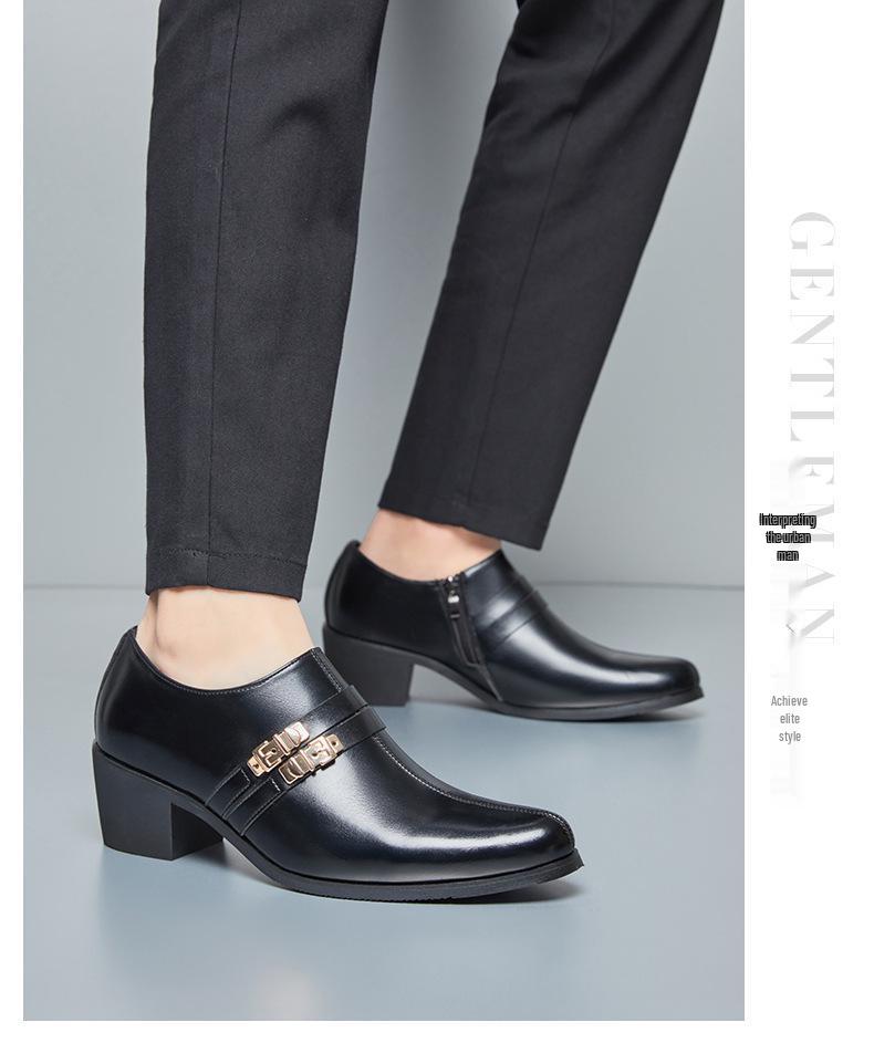 Men's New Arrival Pointed Toe Cuban Shoes - Large Size Casual & Formal Leather Heels for Weddings and Business.