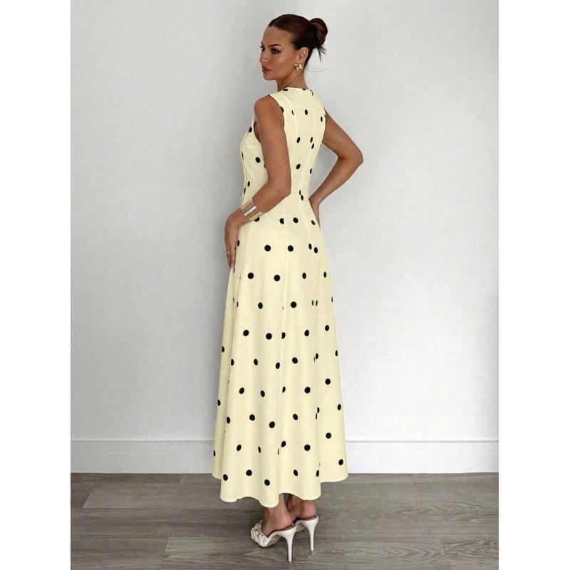 Amazon Europe and the United States 2026 summer new fashion temperament sleeveless A word casual elegant polka dot dress