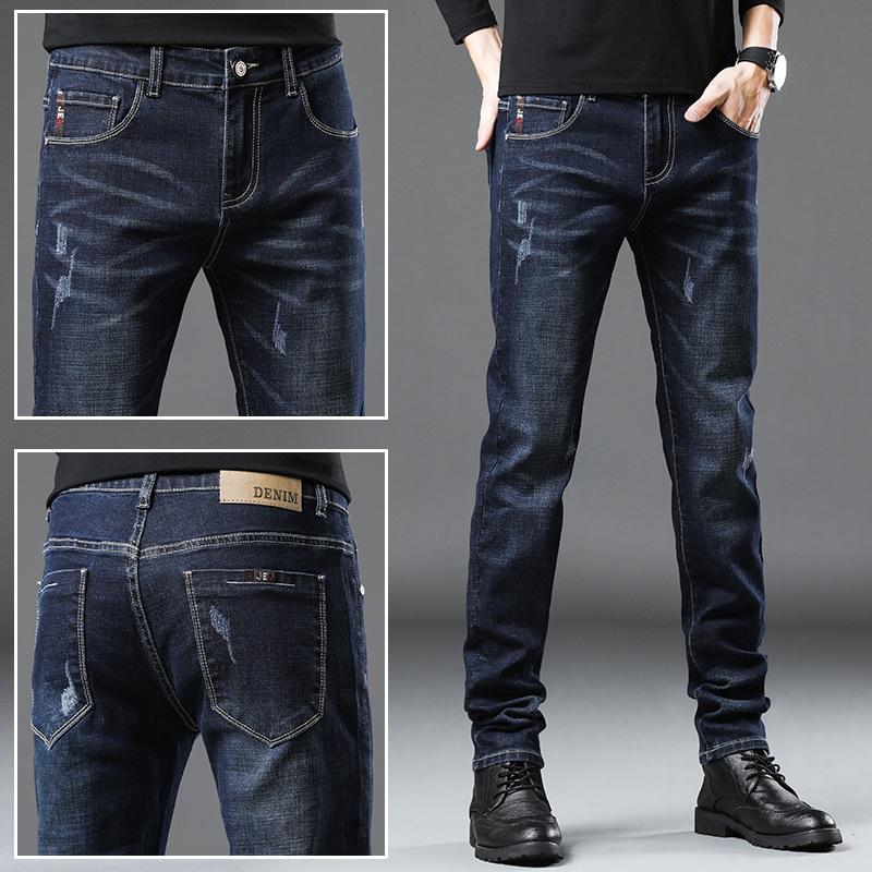 Pánské Džíny High Street Jaro a Podzim Pánské Kalhoty Ležérní Pánské Modely Tide Black Stretch Chlapci Jarní Kalhoty Malé Nohavice Podzim