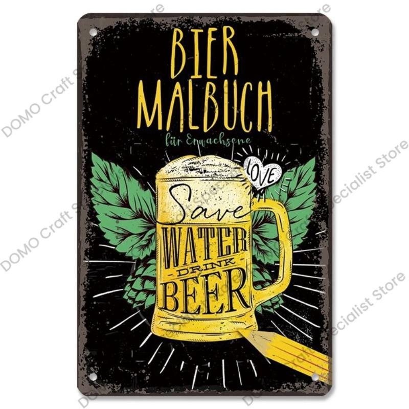 Vintage Beer Metal Sign, New Year Pub Decor Plaque