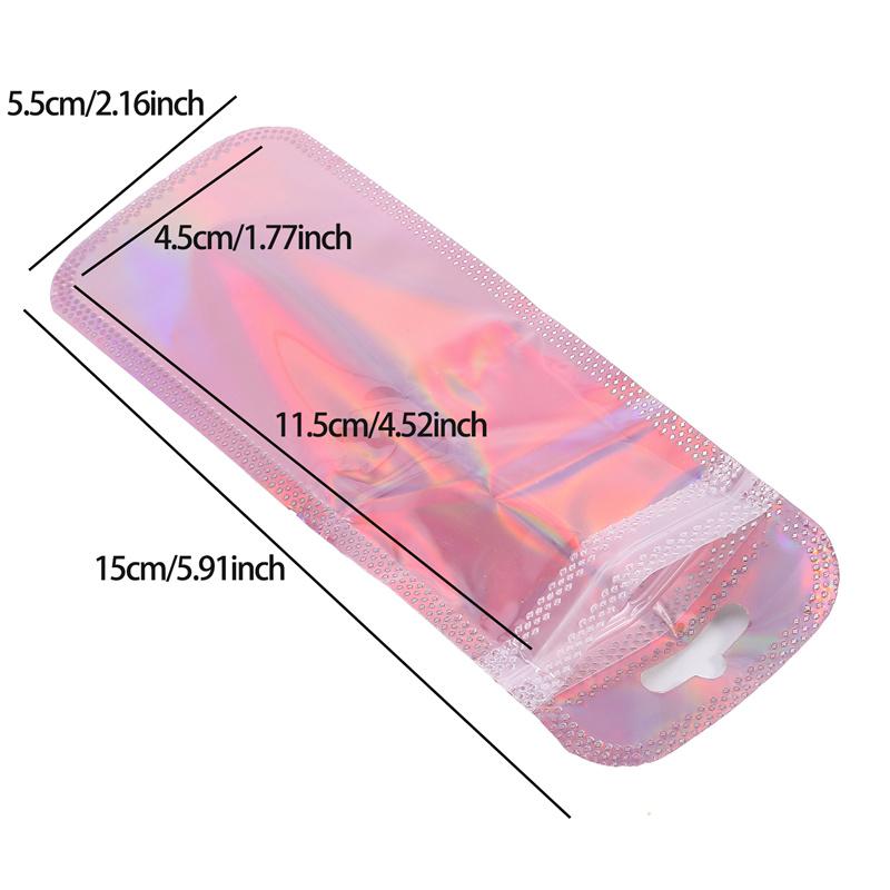 50pcs Thicken Ziplock Bags Resealable opp Bags Holographic Laser Color Plastic Pouch for Jewelry Display Packaging Storage Bag