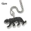 Black Diamond Leopard Pendant Necklace Accessories Male American Hip Hop Copper Animal Necklace