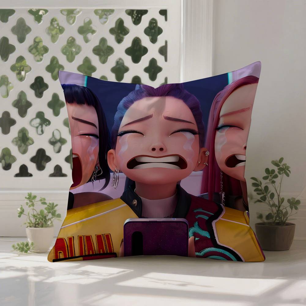 K-Pop D-Demon H-Hunters Pillow Case Anti-dustmite Pillowcase Invisible Zipper Silky Short Plush Sofa Cushion Cover