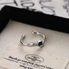 925 Sterling Zilveren Ring voor Vrouwen Meisje Gift Blace Steen Kristal Glazuur Retro Punk Open Sieraden Dropship Groothandel
