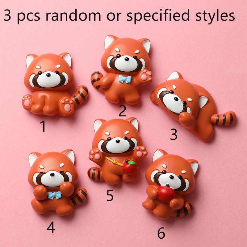 

3 шт. Магнит на холодильник Красная панда из зоопарка Украшение для холодильника Магнитный мультяшный животный из смолы Магнитная присоска для стены