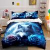 Wolf and Rose Print Bedding Set Sports Enthusiast Duvet Cover 1 Duvet Cover 2 Pillowcases Adult and Children Bedding Set Luxury