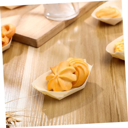 NUOLUX Disposable Wooden Takoyaki Boat Plates, 3-inch (8.5x6x3cm), Pack of 100, Wooden Boats, Sushi Plates, Trays, Boats, Takoyaki Boat Plates for Hom
