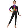 Leotard da Ballo da Bambina a Maniche Lunghe con Paillettes e Strass, Lucido, Full Body, Zip Invisibile Posteriore