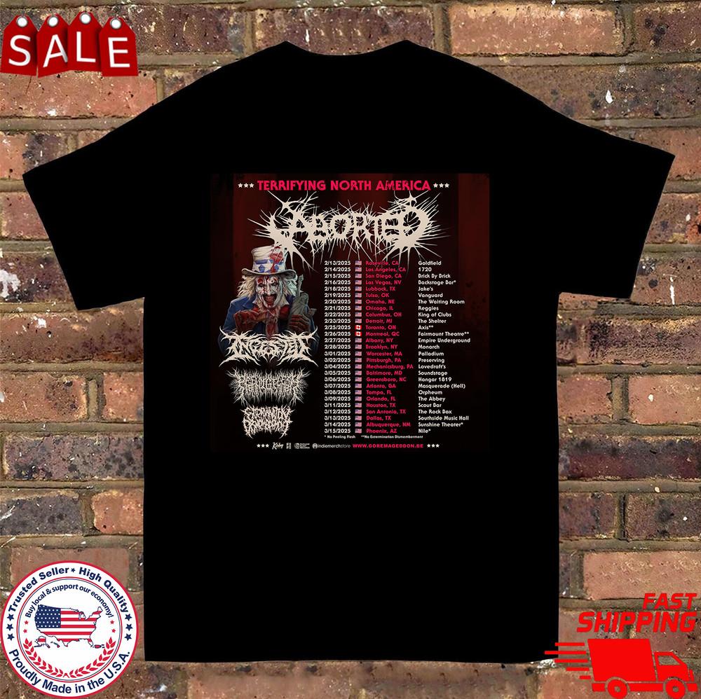 Aborted Band New Tour 2025 Front Printed T Shirt Full Size S-5XL Unisex T-Shirt S