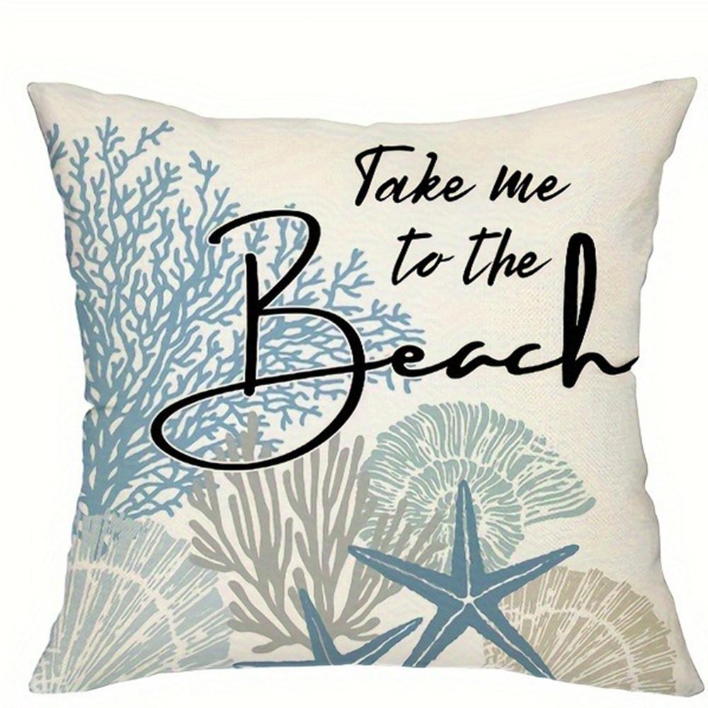 Ocean Theme Home Decoration Pillowcase Coral Starfish Pattern Printing Living Room Sofa Cushion Cover Bedroom Room Decoration
