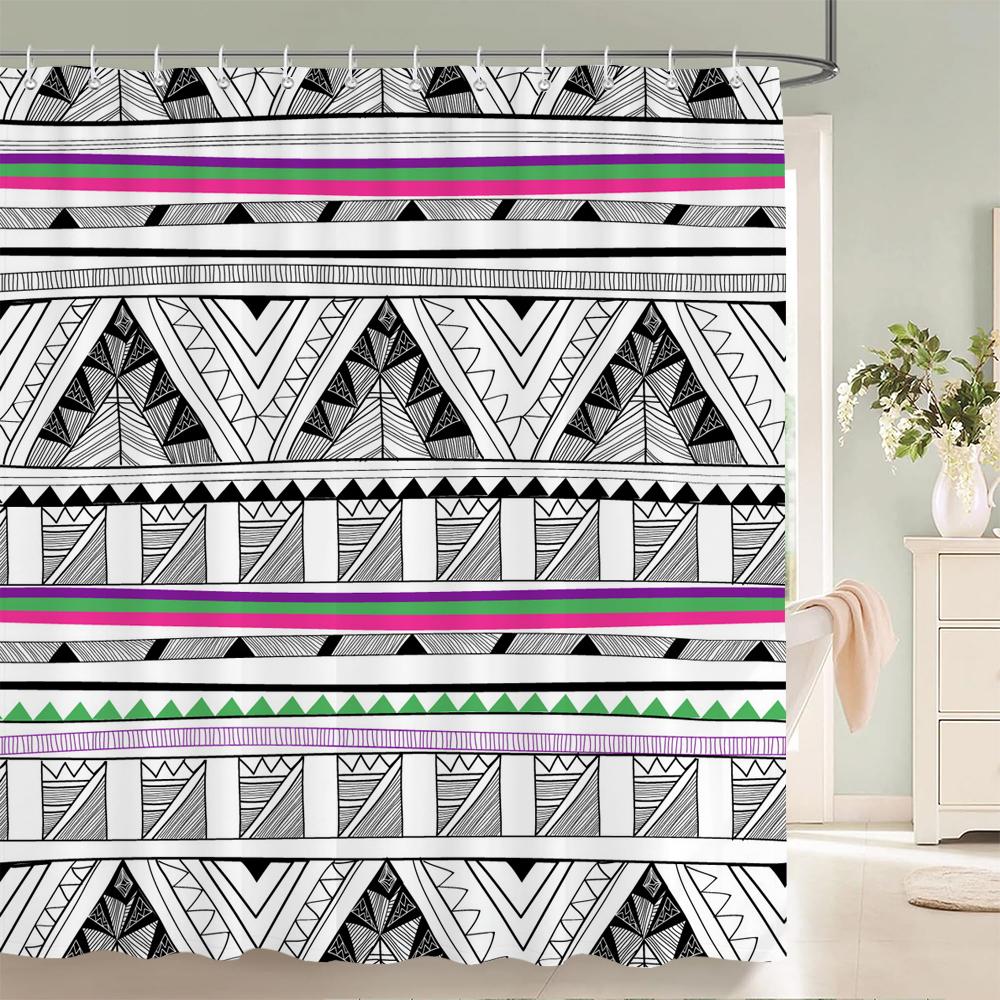 Waterproof Shower Curtain For Bathroom Bohemian Pattern Printing Bathtub Curtains Fabric Polyester Bath Curtain With Hooks