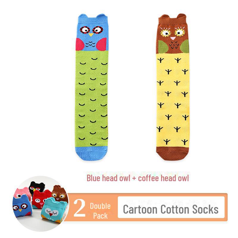 Kids' Cute Cartoon Knee-High Socks for Spring & Autumn - Mid-Tube, Long Pile Socks for Girls & Babies